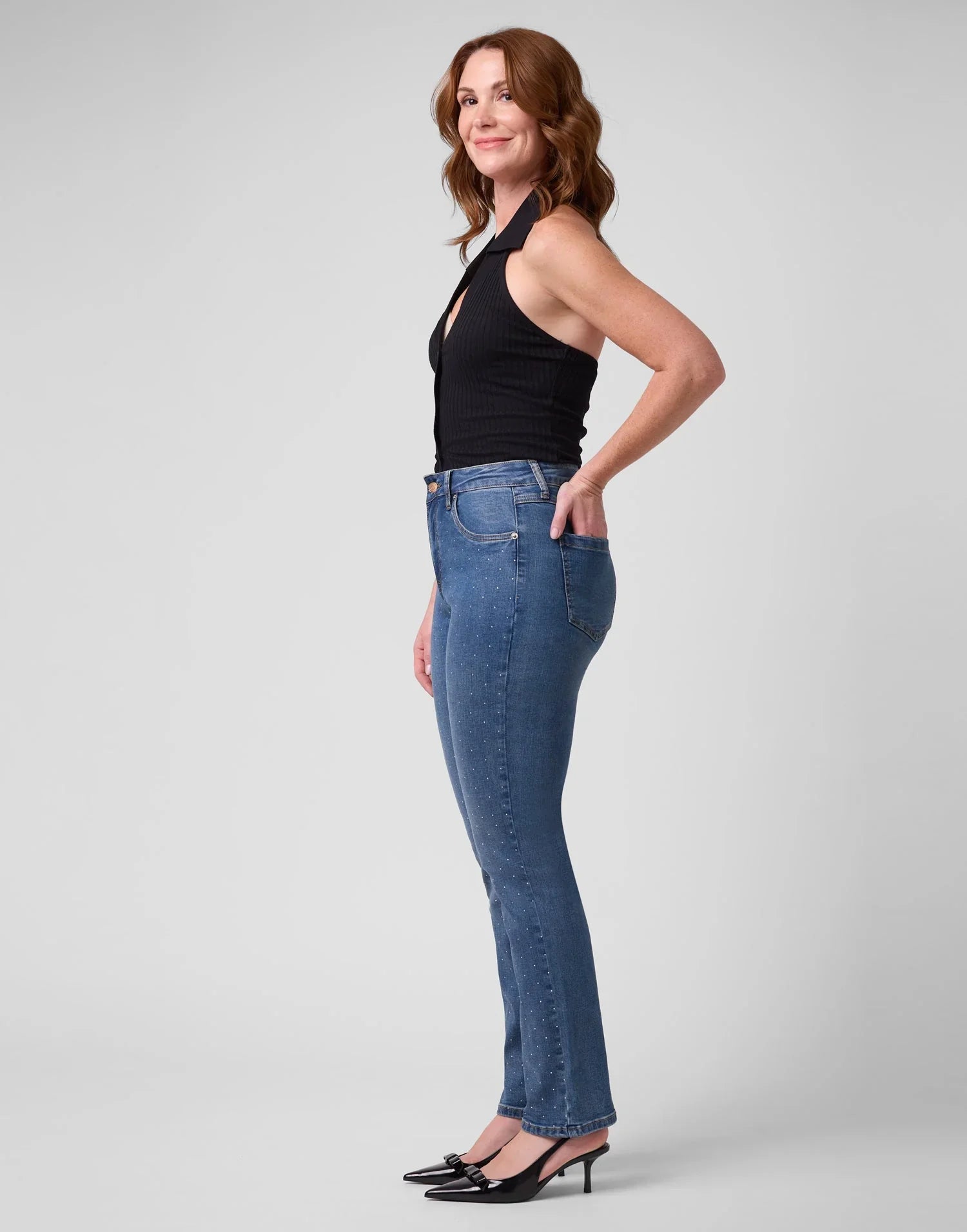Jeans Emily coupe ajustée - Florence avec Strass - Yoga Jeans