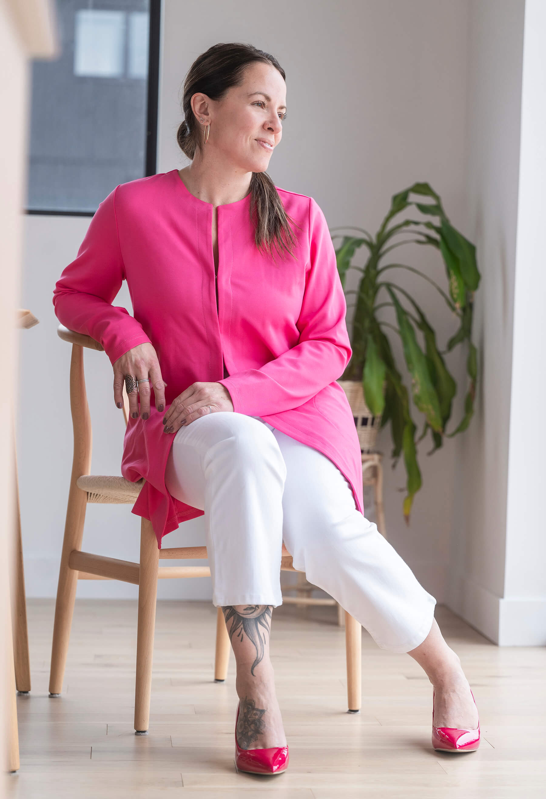 Juliette - Veston long à manches longues en Ponte de Roma léger