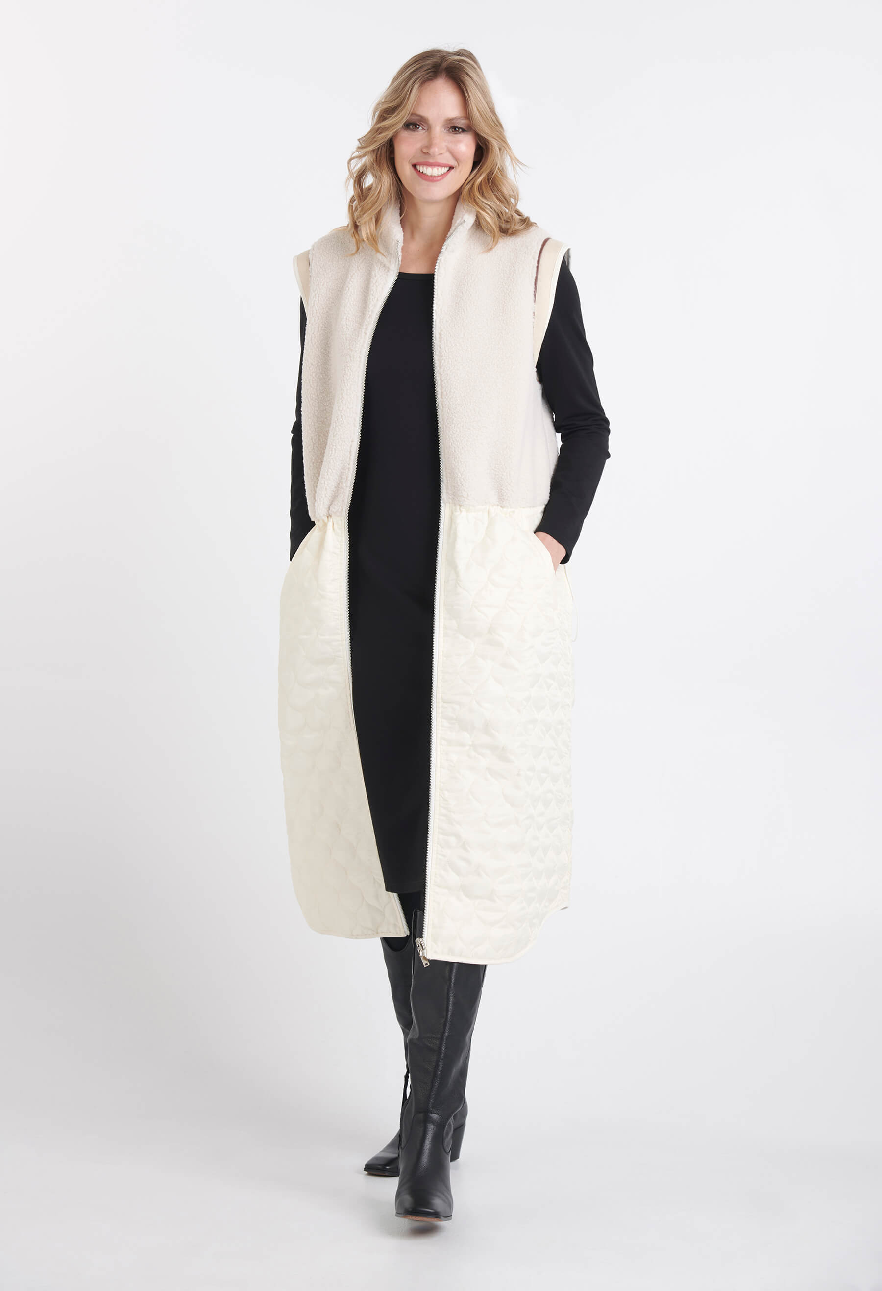 Montana - Veste longue bi-matière avec sherpa