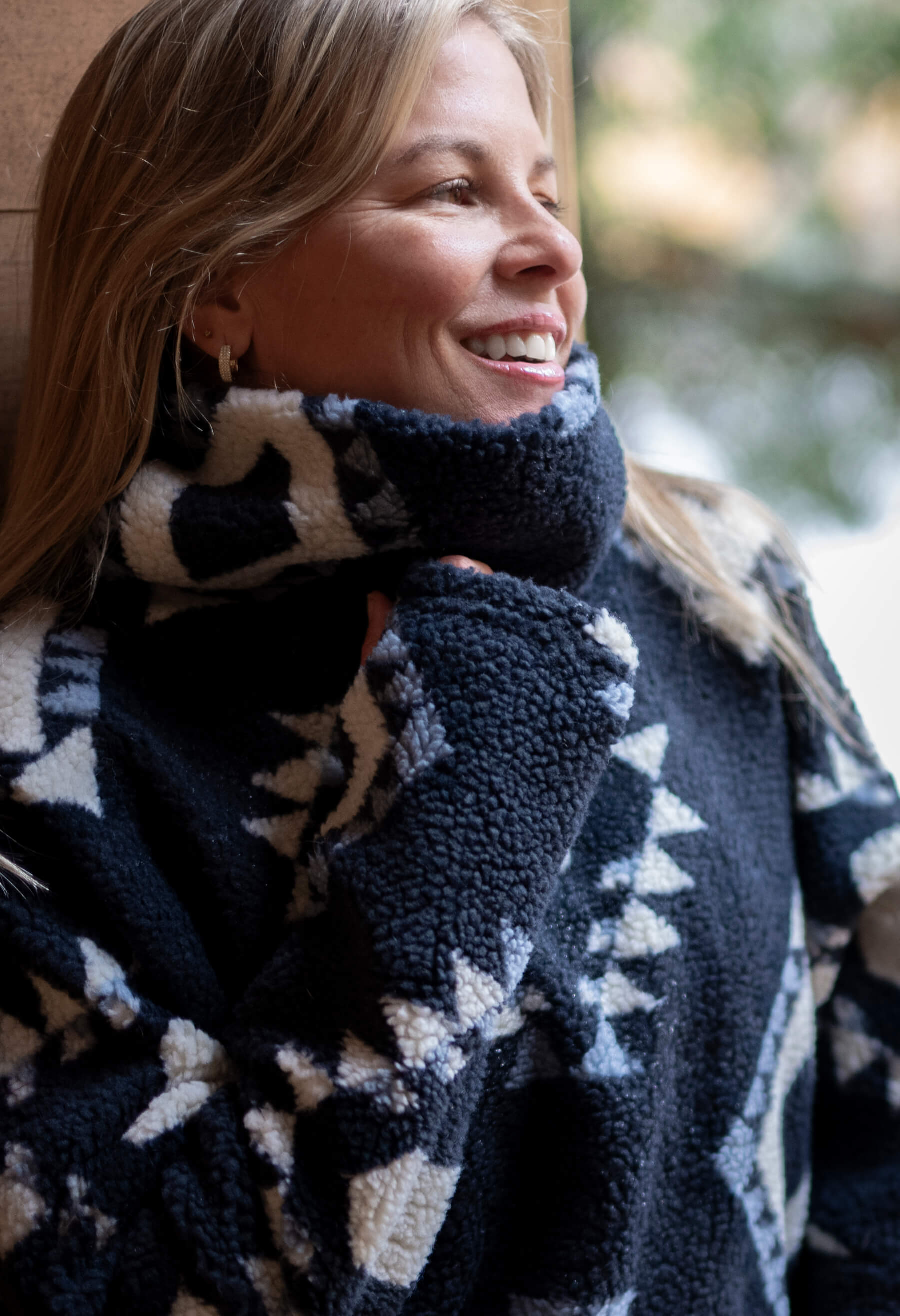 Améthyste - Chandail polaire surdimensionné en sherpa à motifs