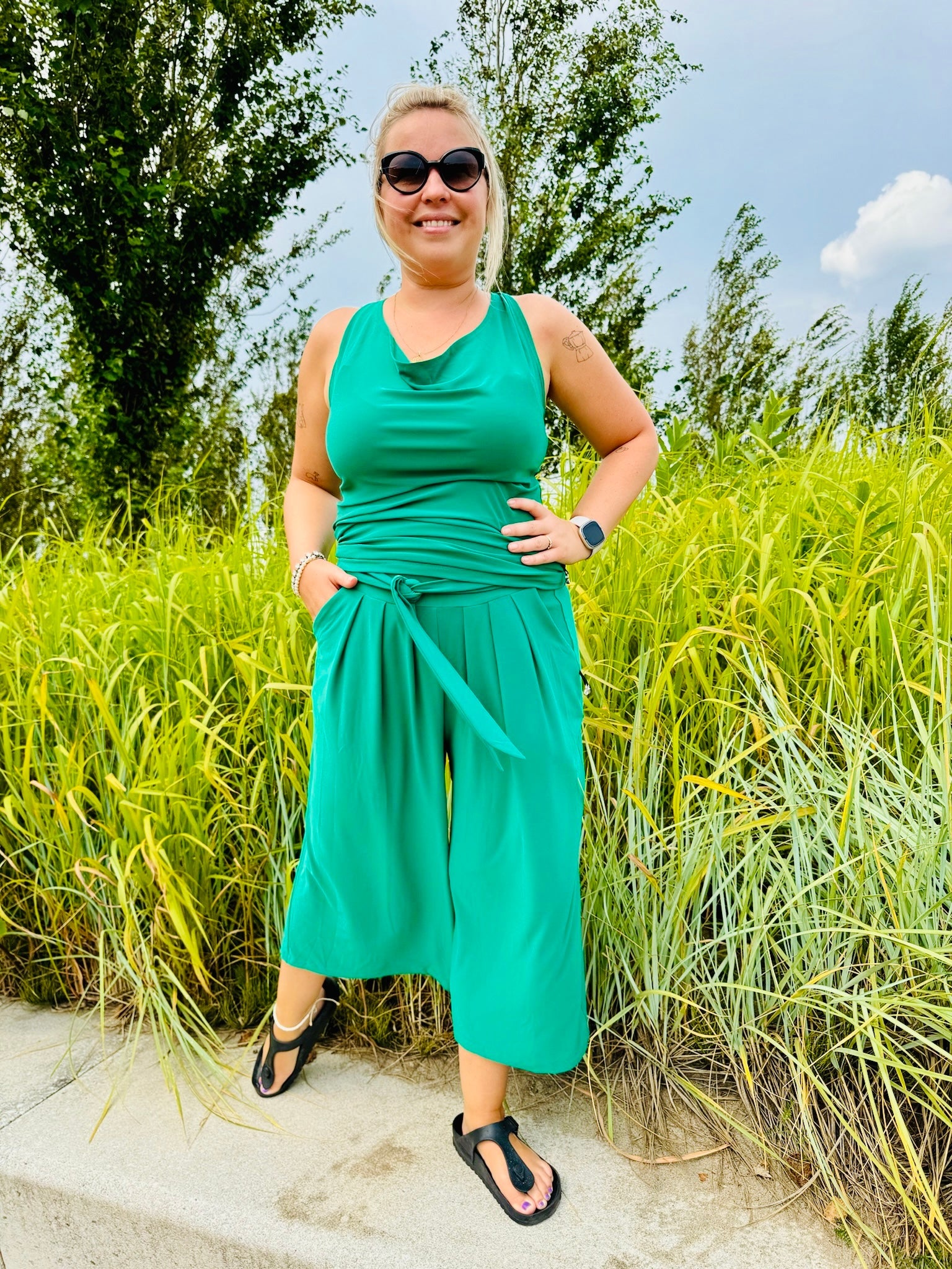 Polly -  Pantalon à jambe large et ceinture