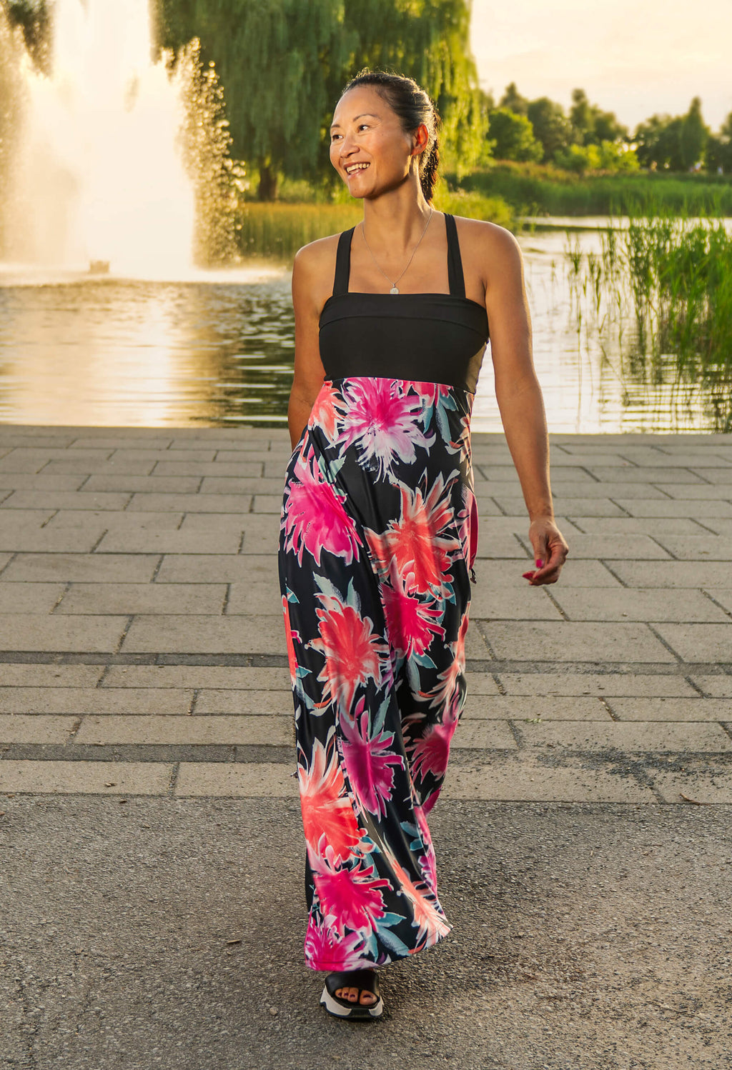 Betty - Ultra-transformable long dress - Vitality print