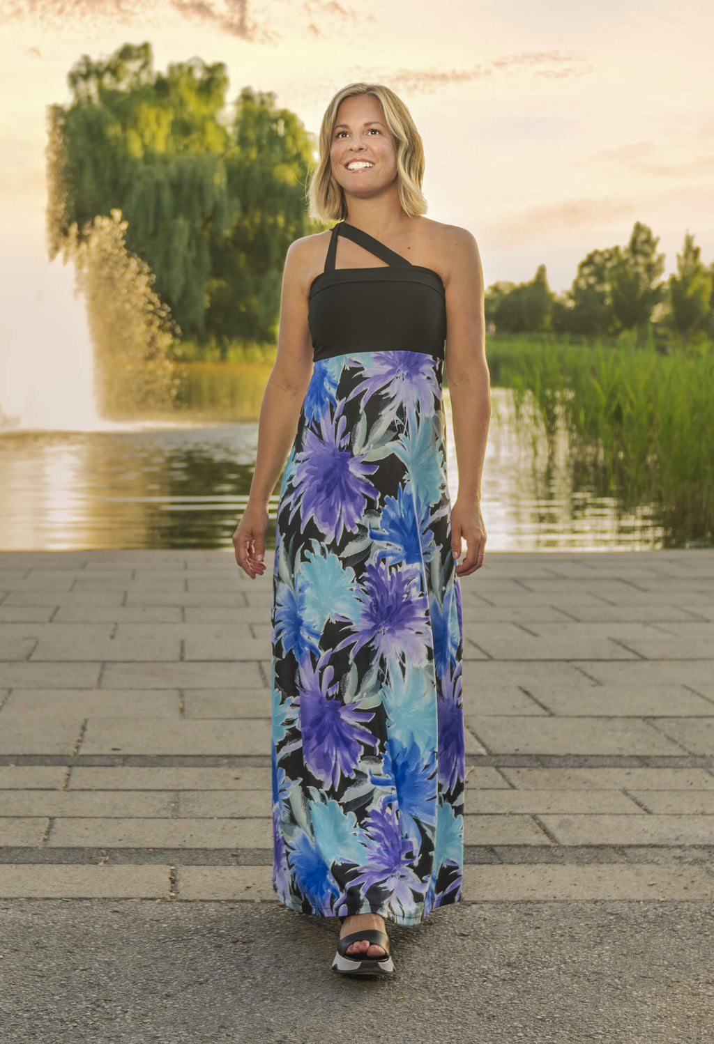 Betty - Ultra-transformable long dress - Vitality print