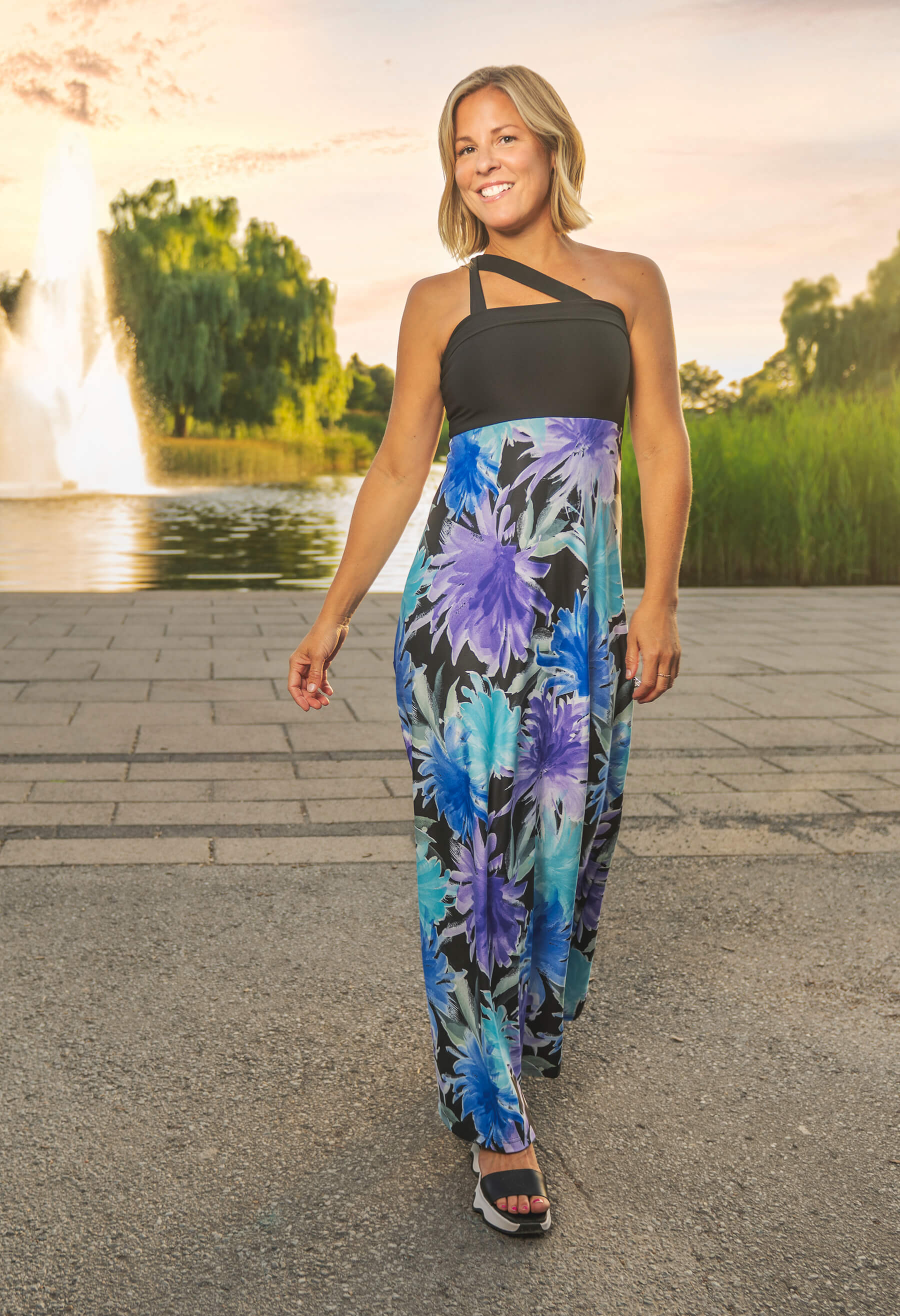 Betty - Robe longue ultra transformable - Imprimé Vitality