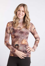 Camille Dahlia - Chandail transparent à col roulé et manches longues avec motif