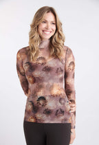 Camille Dahlia - Chandail transparent à col roulé et manches longues avec motif