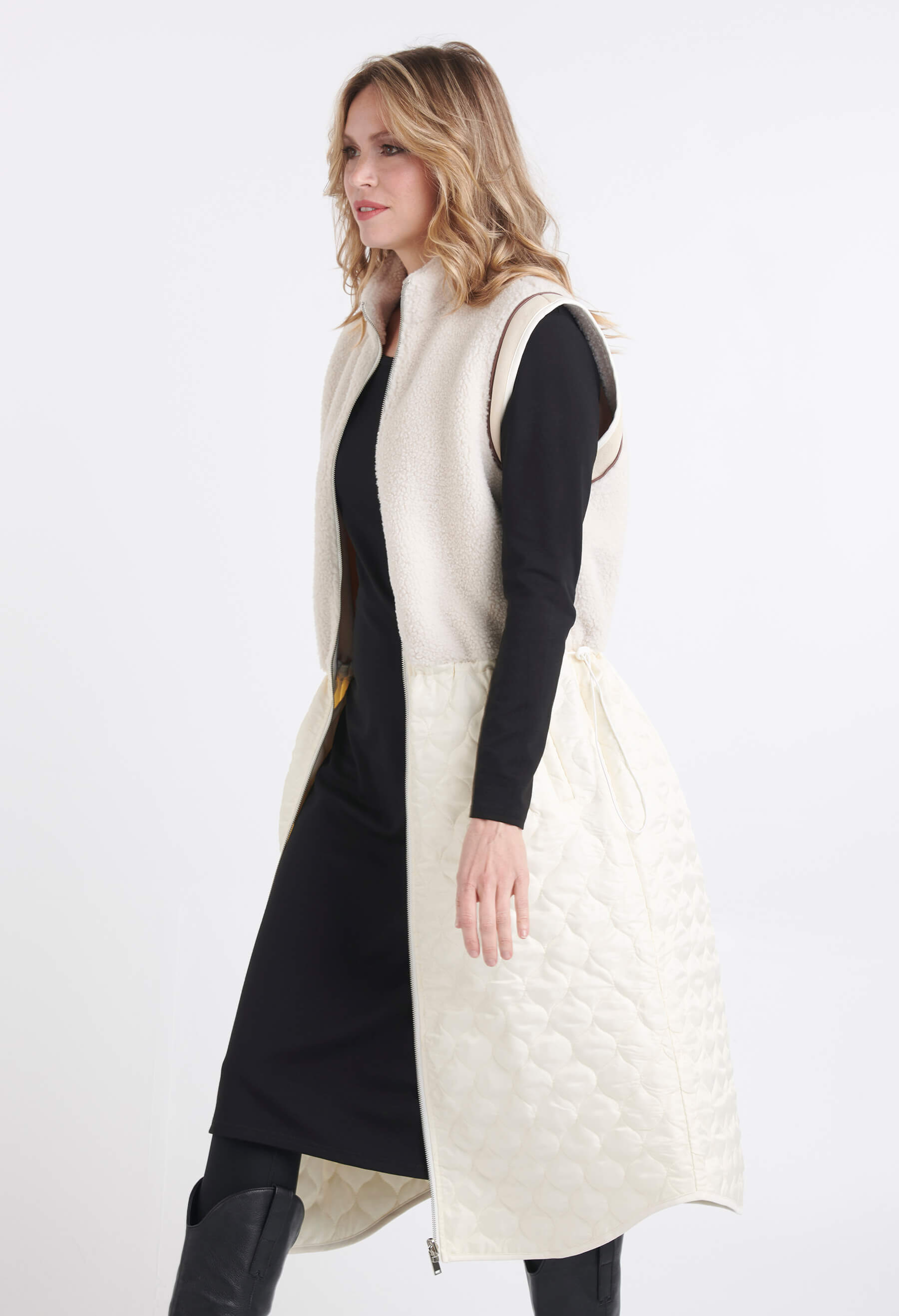 Montana - Veste longue bi-matière avec sherpa