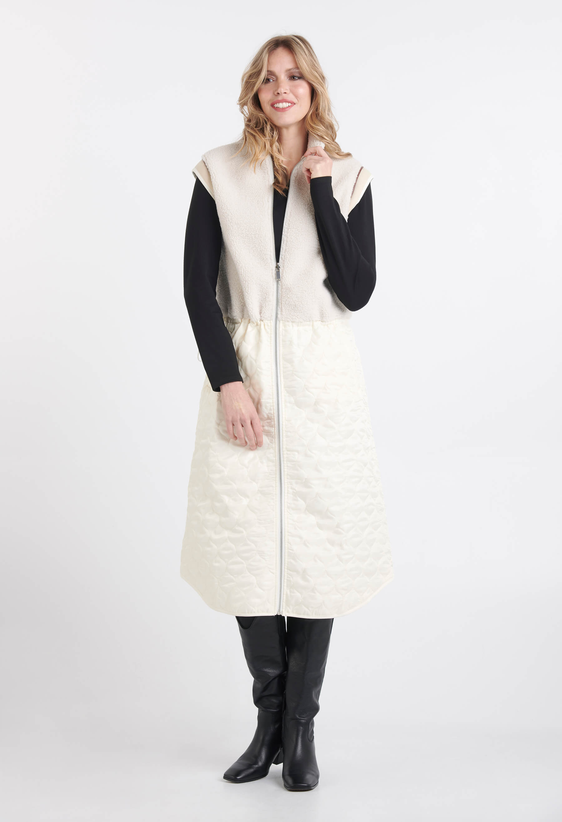 Montana - Veste longue bi-matière avec sherpa