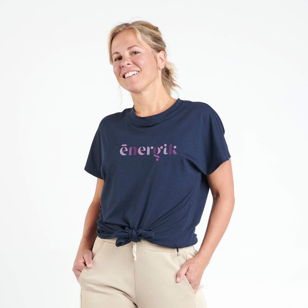 Noa - T-shirt imprimé et noué à l’avant marine