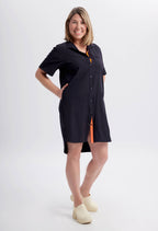 Olie - Robe chemise avec ceinture - Noir