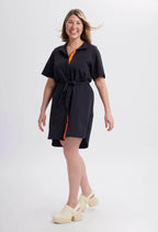 Olie - Robe chemise avec ceinture - Noir
