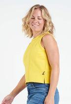 Reese - Camisole structurée à encolure ronde et fente latérale - Jaune et orange