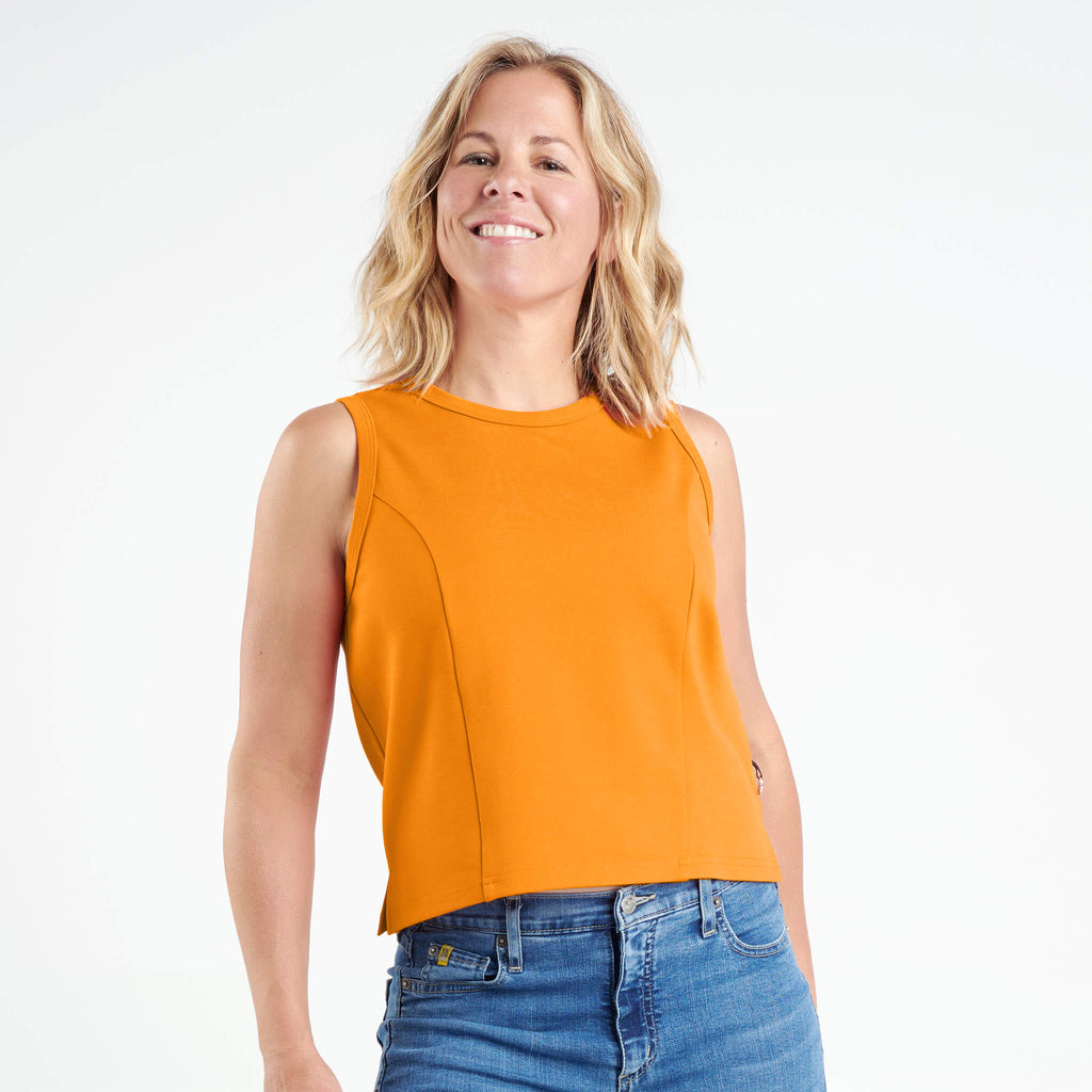 Reese - Camisole structurée à encolure ronde et fente latérale - Jaune et orange