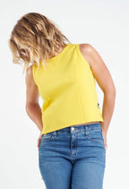 Reese - Camisole structurée à encolure ronde et fente latérale - Jaune et orange