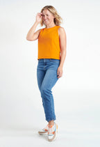 Reese - Camisole structurée à encolure ronde et fente latérale - Jaune et orange