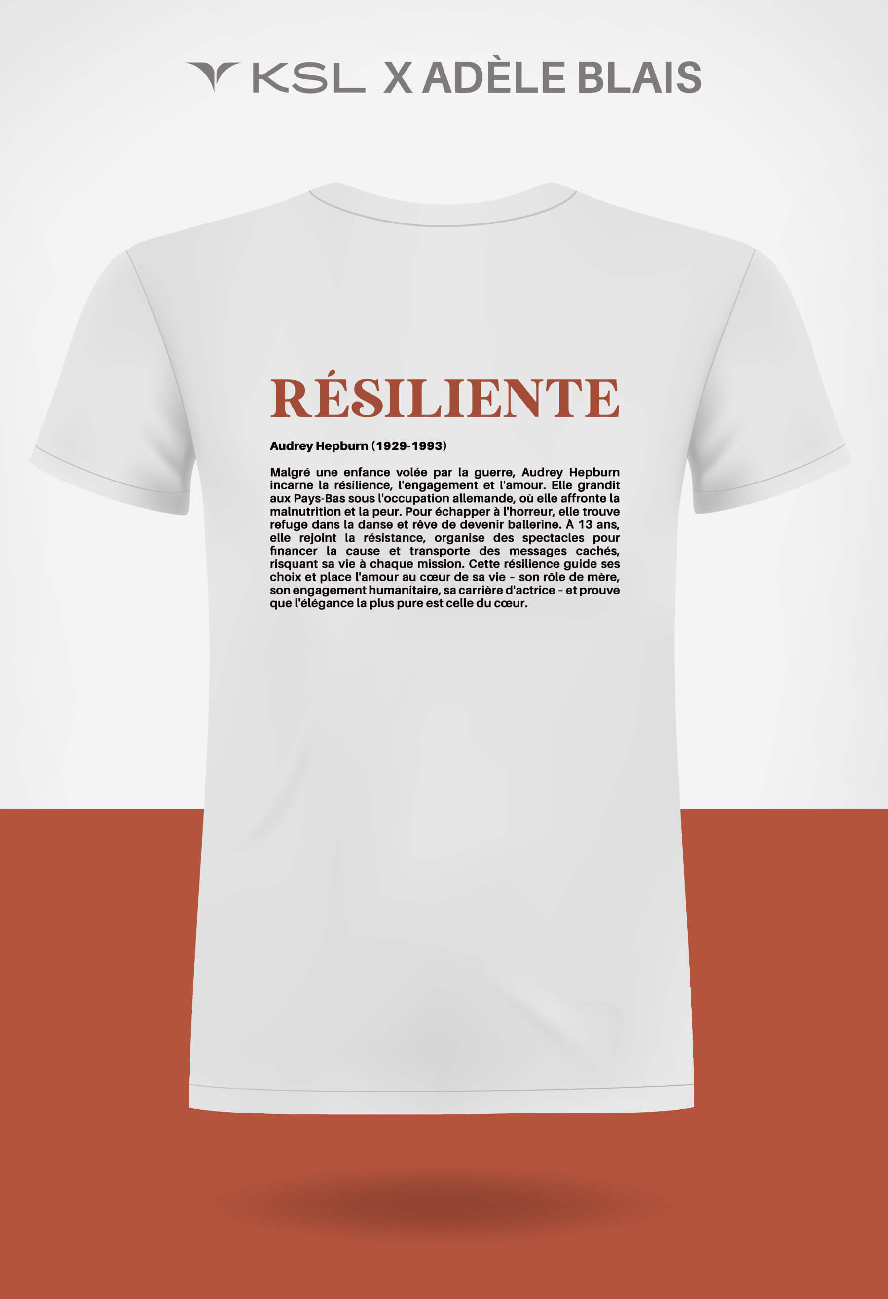 KSL X Adèle Blais : une collaboration inspirante pour le projet FORTES et ses chandails Idola mettant en lumière des femmes qui ont marqué l'histoire, dont Audrey Hepburn, la résiliente