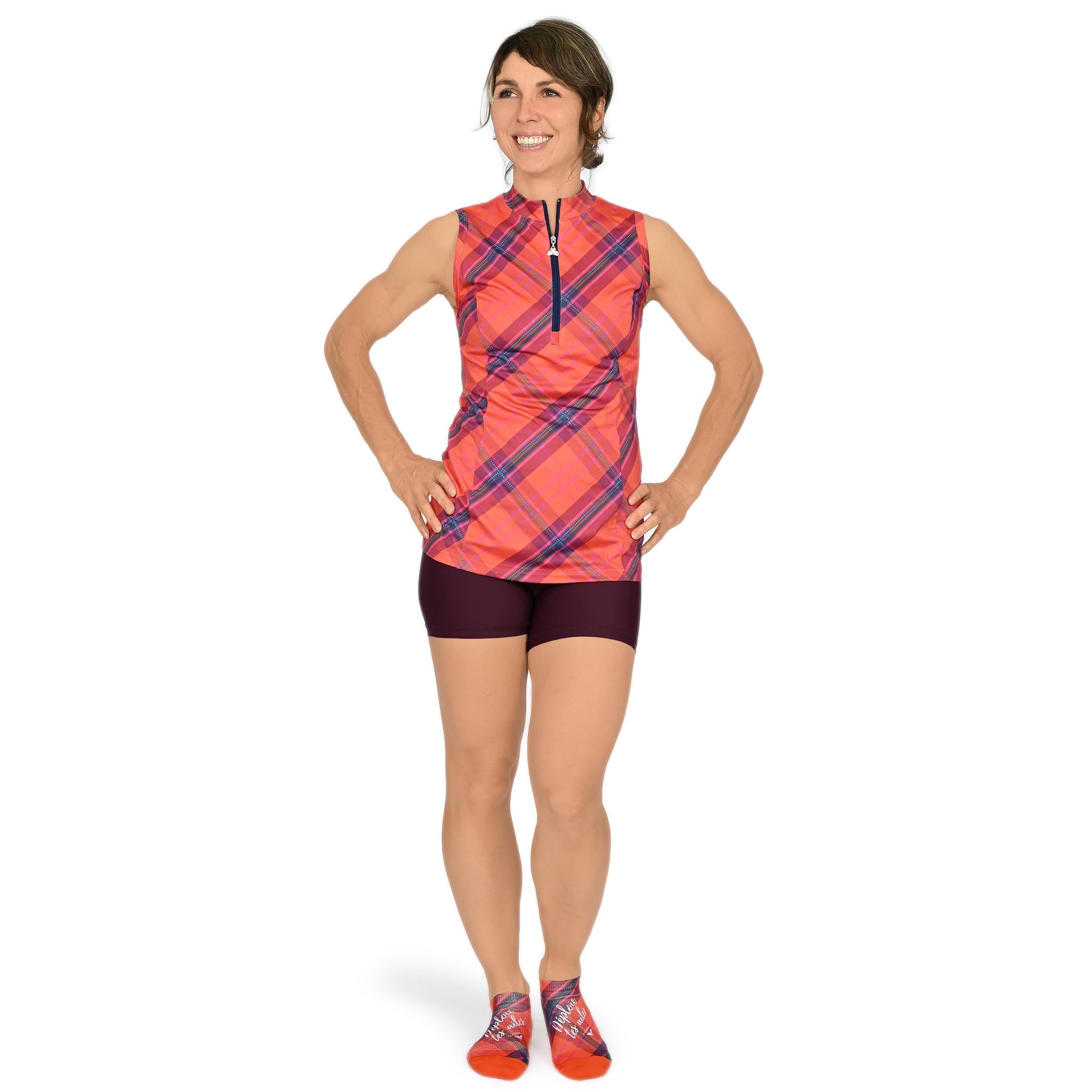 Isa - Camisole à carreaux avec poche arrière