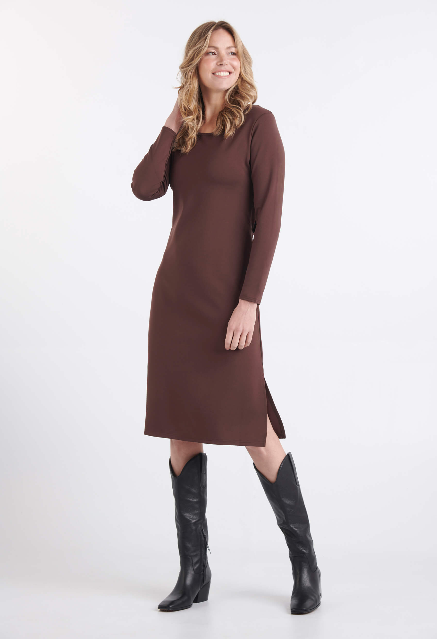 Amalia - Robe midi à encolure ronde