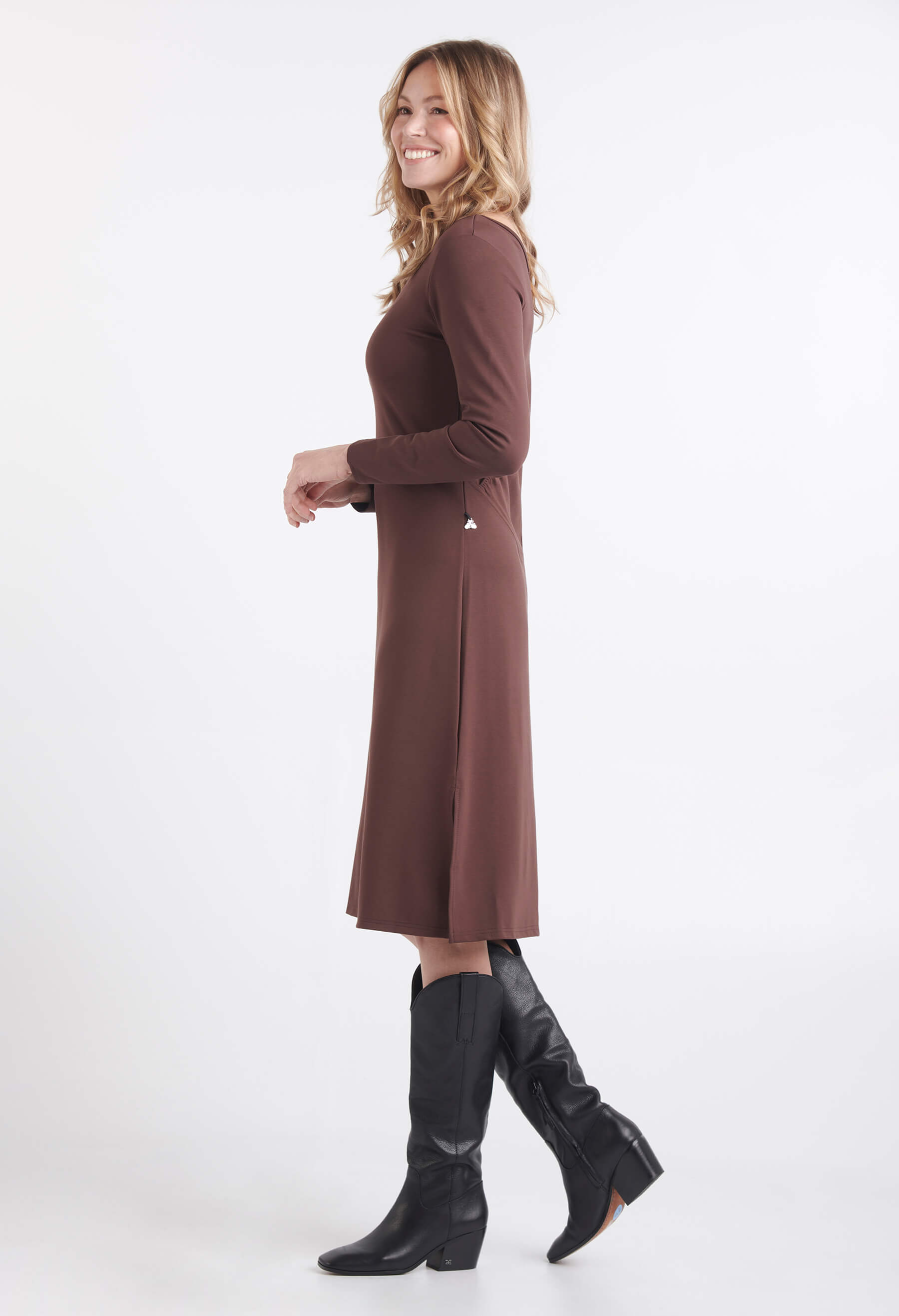 Amalia - Robe midi à encolure ronde