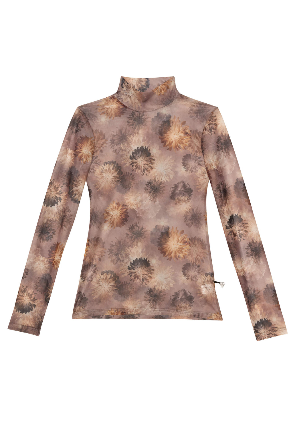 Camille Dahlia - Chandail transparent à col roulé et manches longues avec motif