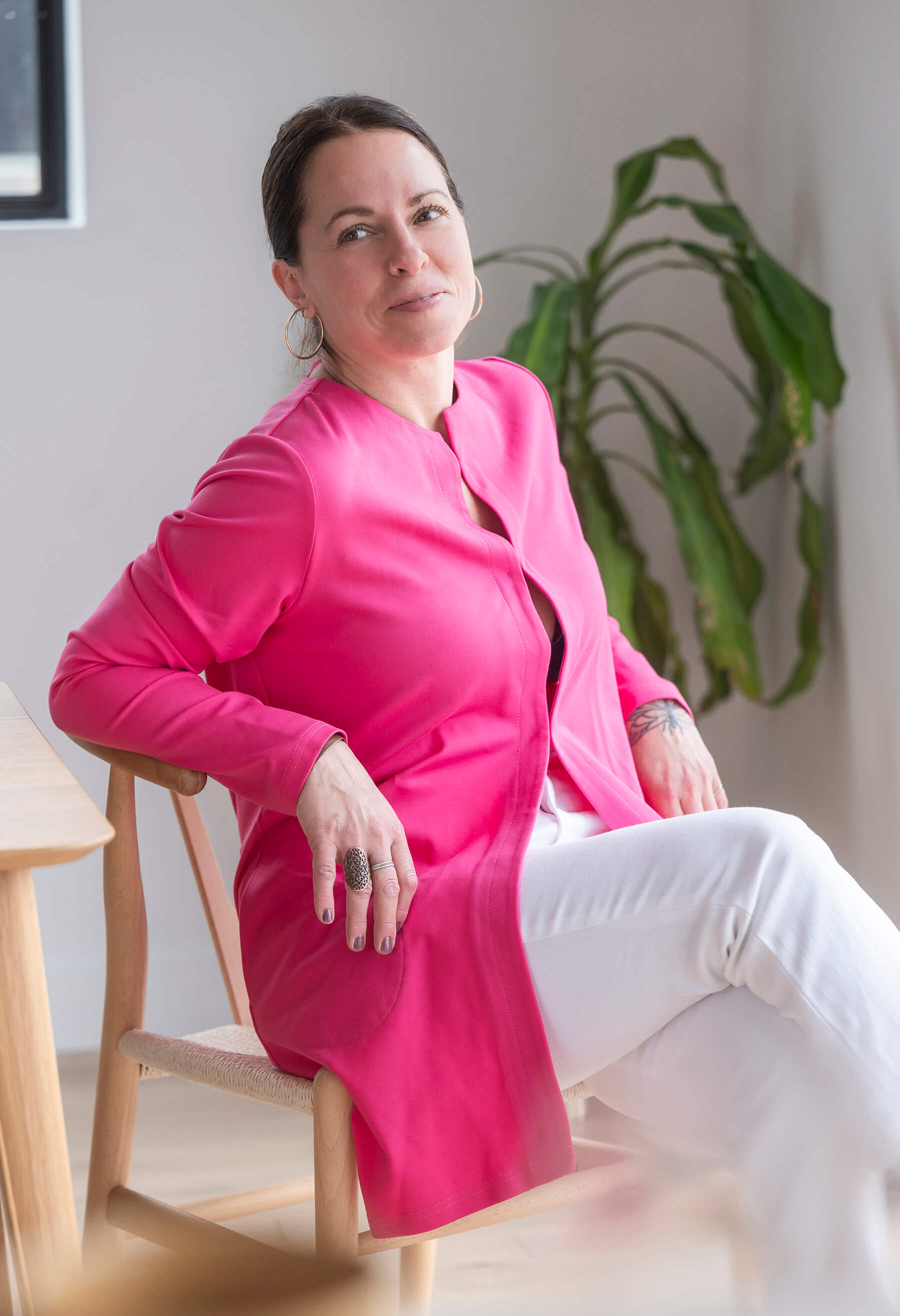 Juliette - Veston long à manches longues en Ponte de Roma léger