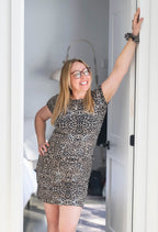 Mikky - Robe courte à manches courtes au motif félin