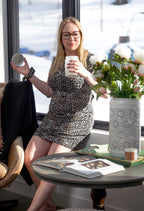 Mikky - Robe courte à manches courtes au motif félin