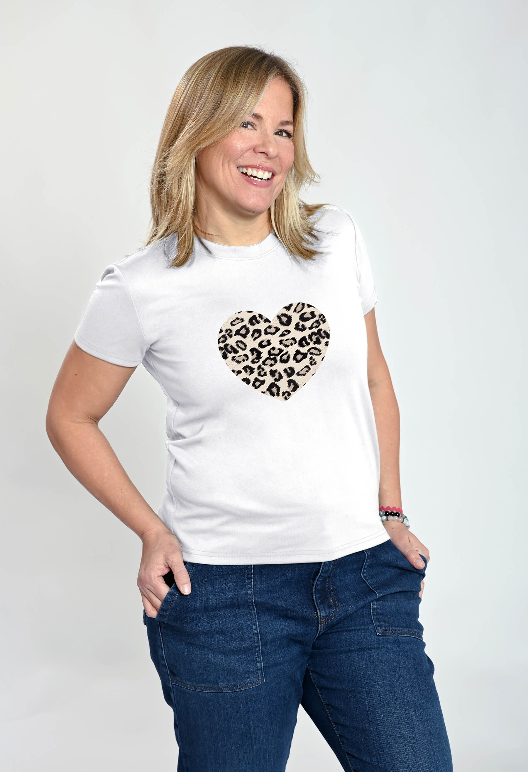 Nadia - Chandail à manches courtes en PDR - Motif Cœur de Lion