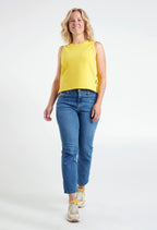 Reese - Camisole structurée à encolure ronde et fente latérale - Jaune et orange
