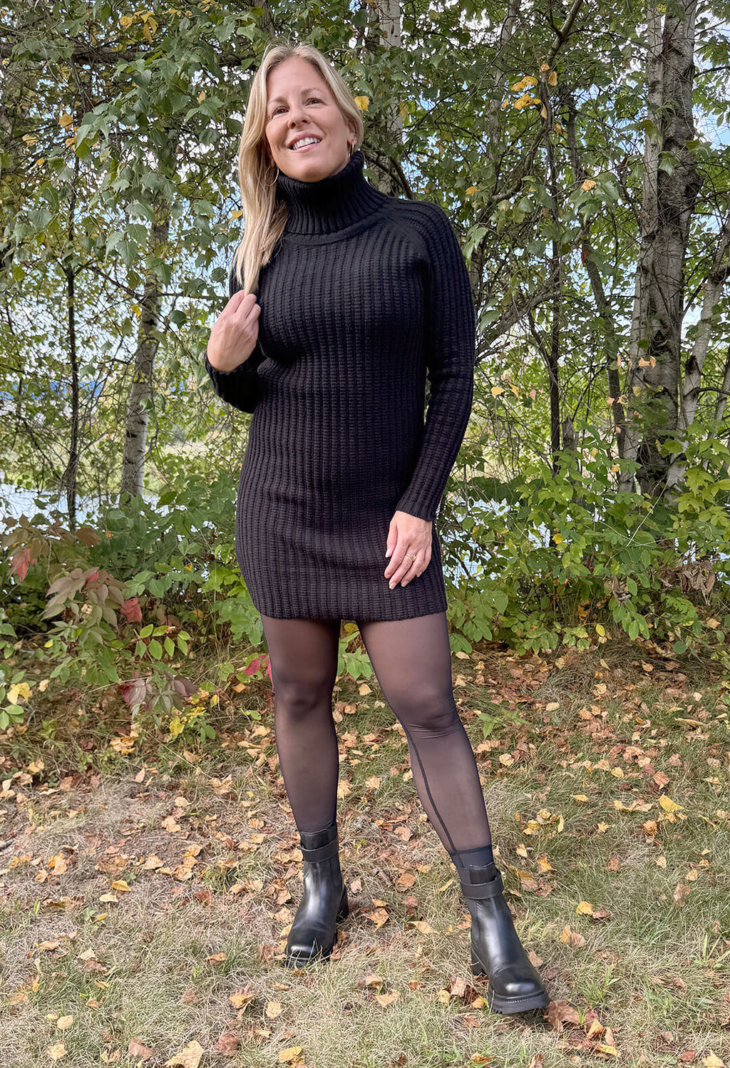 Tania : Robe a col roulé en tricot