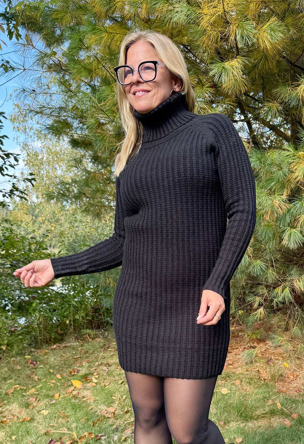 Tania : Robe a col roulé en tricot