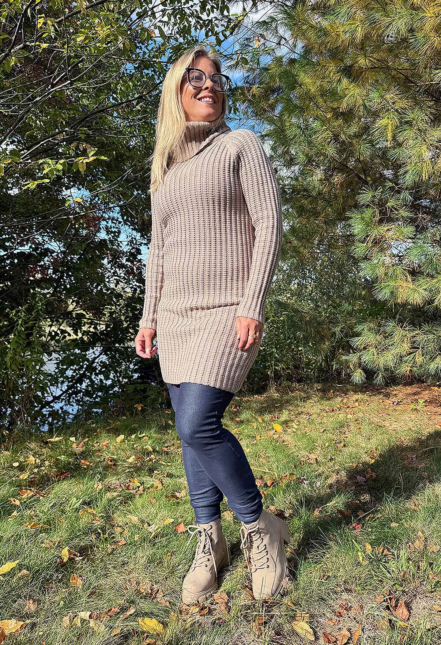 Tania : Robe a col roulé en tricot