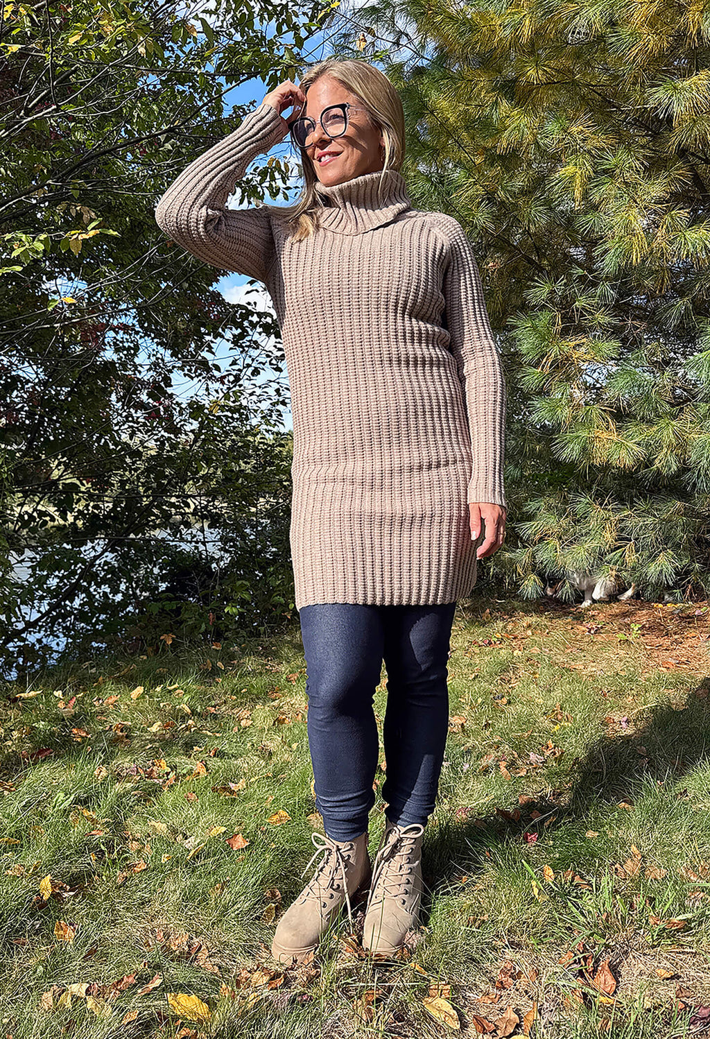 Tania : Robe a col roulé en tricot
