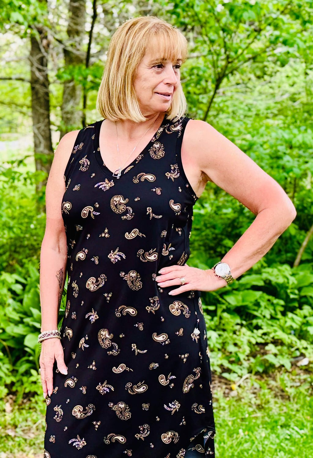 Piper - Robe longue sans manches à motifs