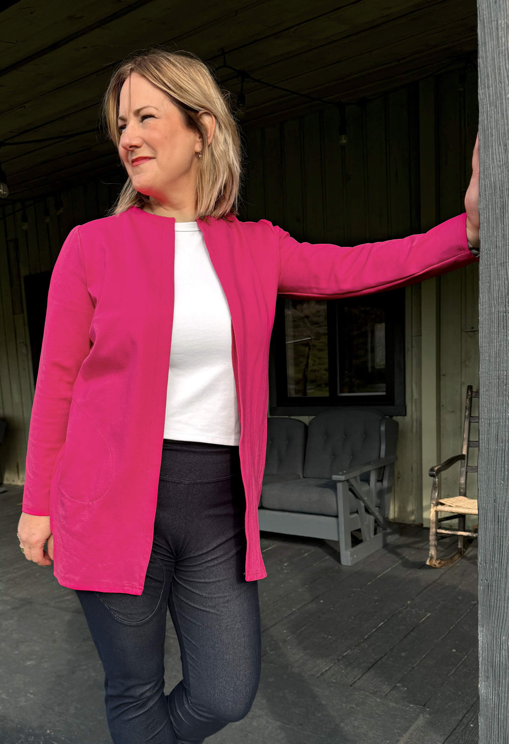 Juliana- Veste longue et élégante avec poches latérales